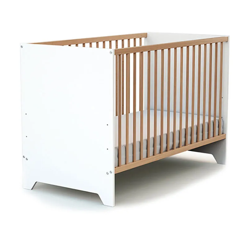Lit Bébé Bois Gavroche Blanc/Bois - 60x120cm-0