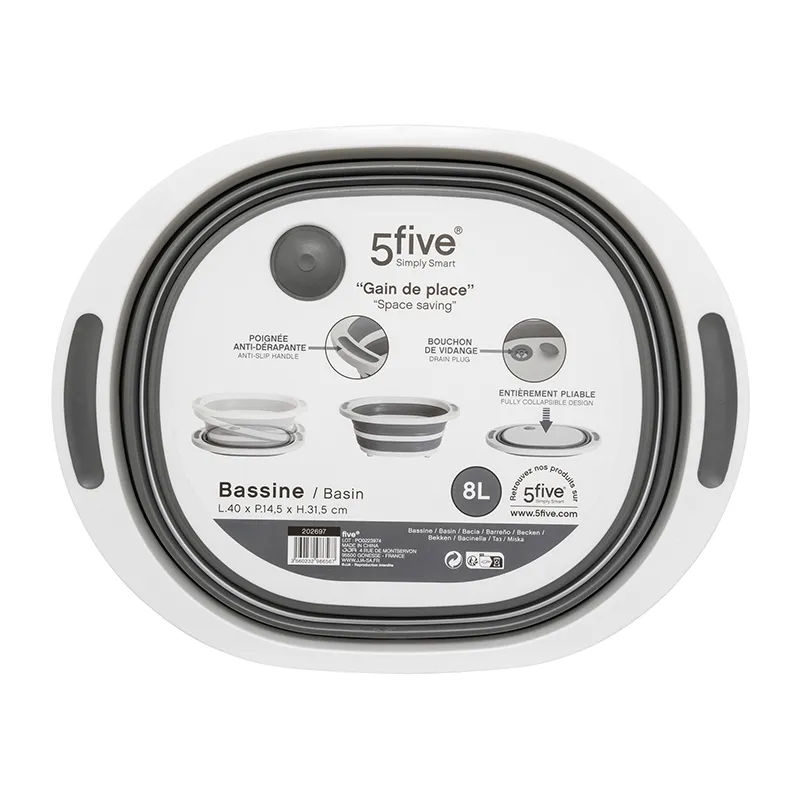 Bassine pliable avec bouchon Gris/Blanc - 8L-4