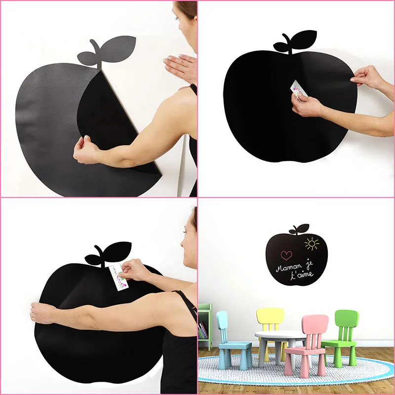 Stickers ardoise - Pomme et craie liquide blanche-2