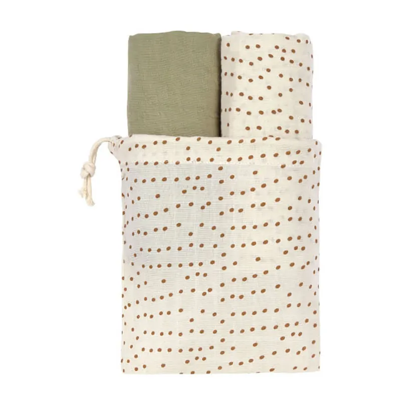 Set de 2 langes d'emmaillotage Coton L 80x80 cm Caramel - Lassig-2