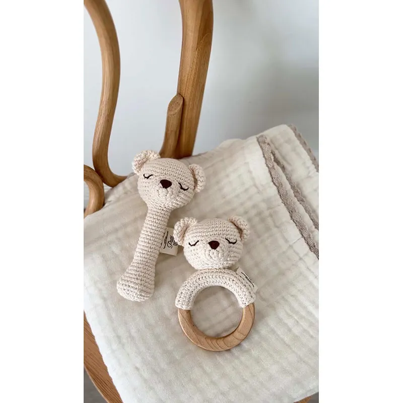 Hochet Coton BIO Ours polaire Blanc - 0m+-2