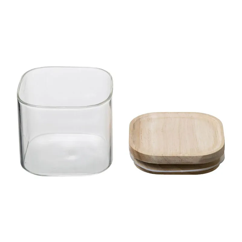 3 Bocaux en verre empilables + couv. Bois - 50cl/1L/1,8L-5