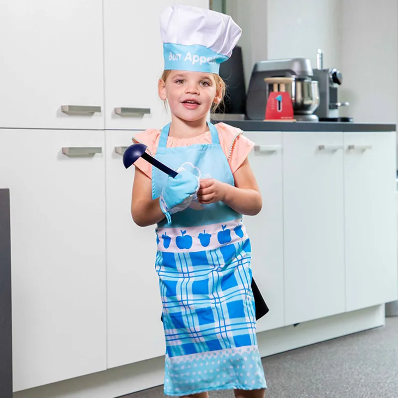 Tablier toque + Gant de cuisine Bleu - 36m+-1