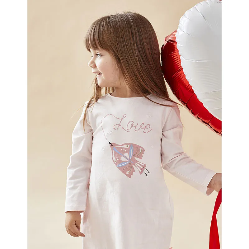 Robe de nuit Oiseaux - Rose-1
