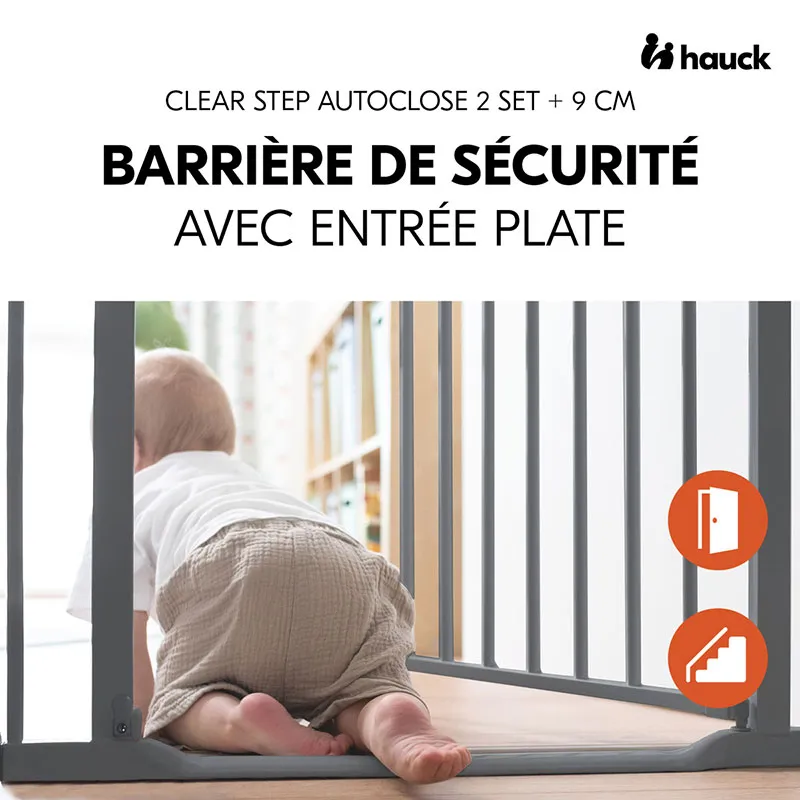 Barrière de sécu. Clear Step Autoclose 2 + Extension Dark Grey - 75-80+9cm-9