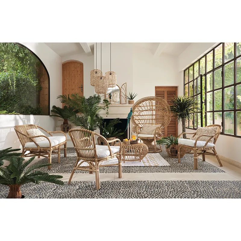 Banquette Neta 2 places Rotin Blanc - 110x77cm-6