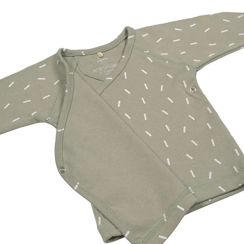 T-Shirt Kimono Coton BIO - Petits traits Olive-2
