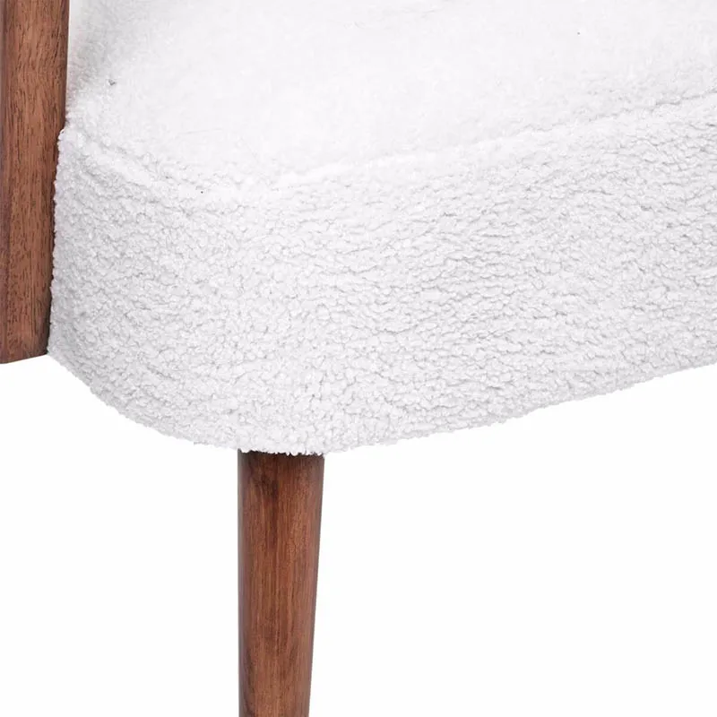 Fauteuil Bois/Blanc à bouclettes Wild - 62,5x71x79cm-5