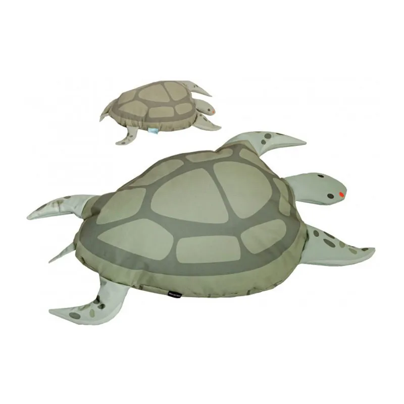 2 Poufs Tortue Vert/Gris - 120x80x20cm-1