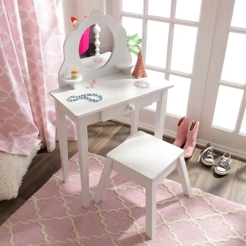 Coiffeuse + Tabouret Medium Blanc - 36m+-6