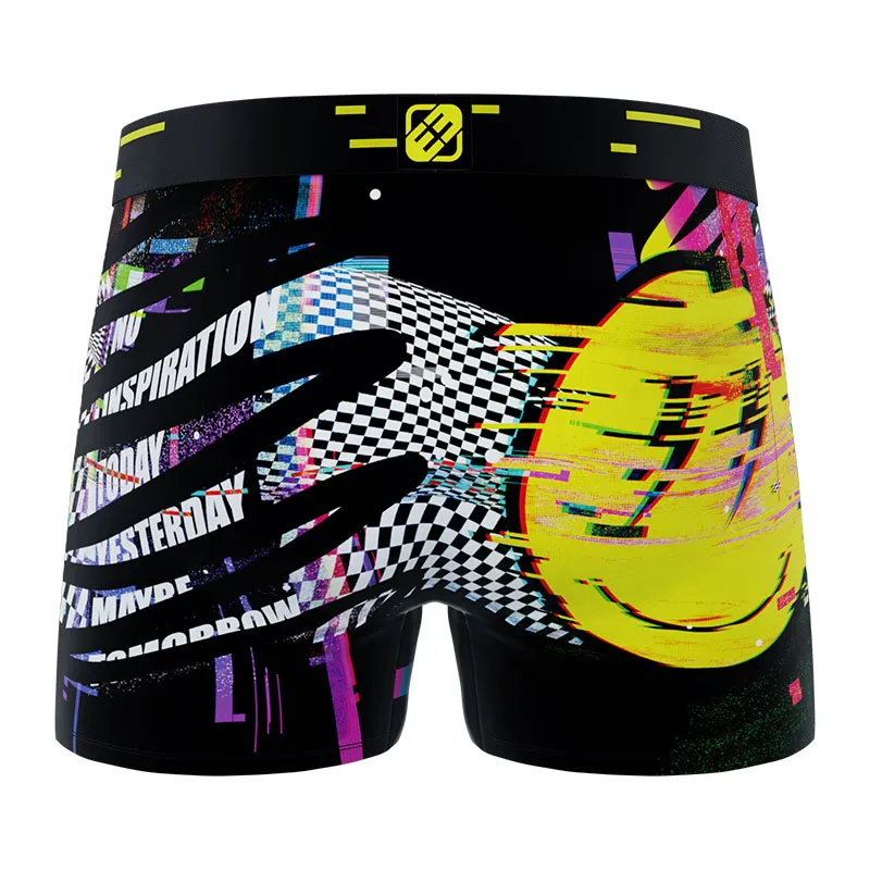 5 boxers homme Tech Glitchy - Noir/Jaune/Violet/Rouge-6
