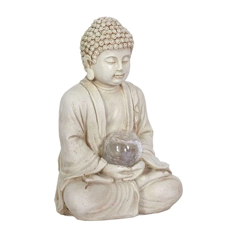 Lampe solaire Bouddha Beige - 15,5x7,1x15,5cm-1
