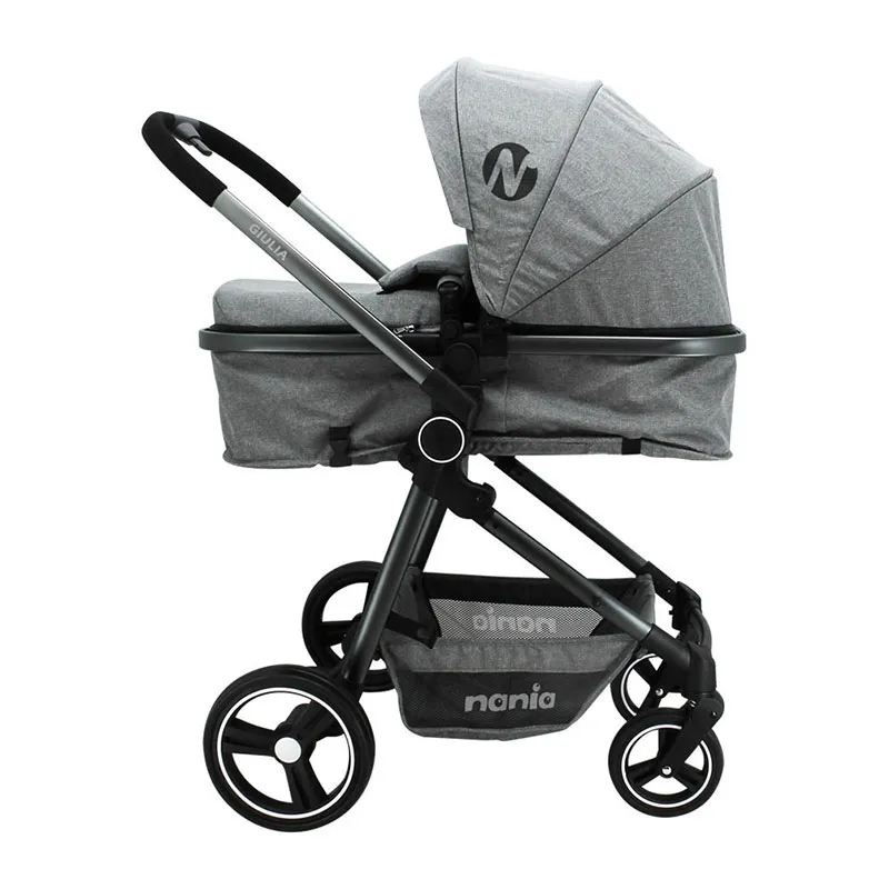 Duo Poussette transformable Giulia + Siège-auto Gr.0+ Beone +Sac à langer+Habillage pluie - Gris-4