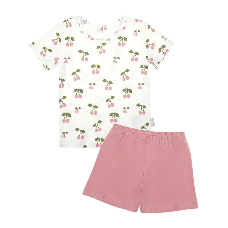 Pyjama short Cerise - Blanc/Rose-1