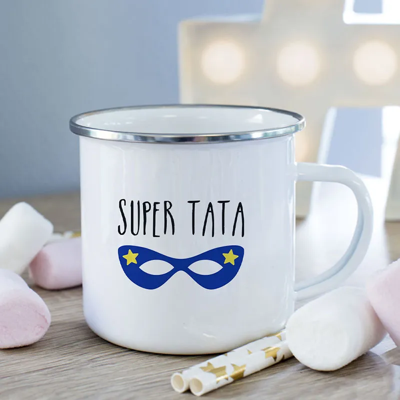 Mug Métal Super tata w - Blanc-0