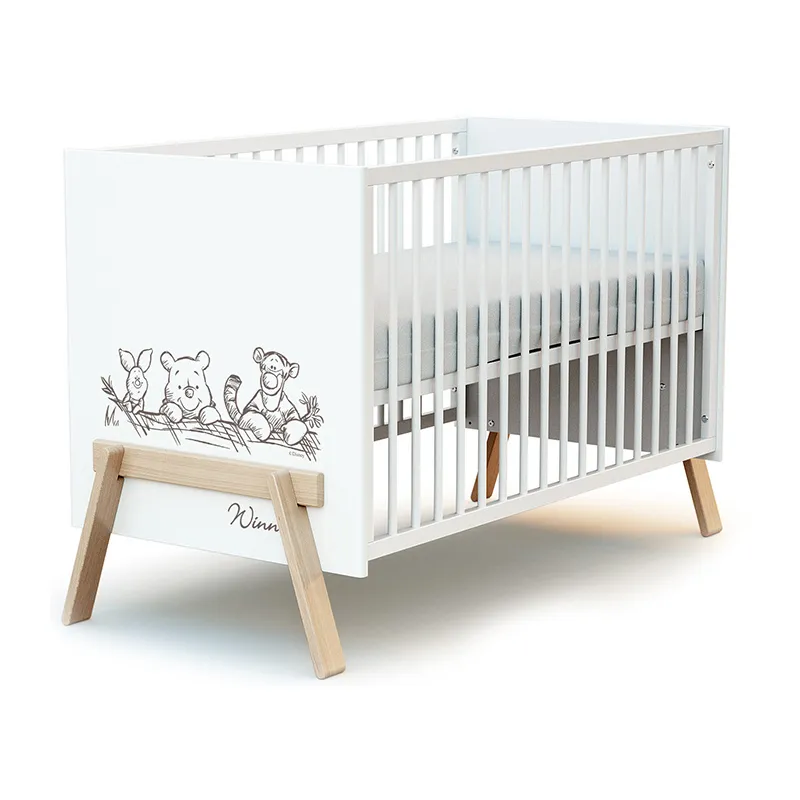 Lit Bébé Canaille Winnie Blanc/Bois - 60x120cm-0
