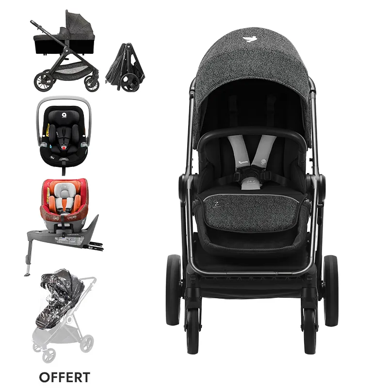 Poussette Modul Mix 5en1 360 Noir + Siège-auto Modul Two Orange + OFFERT Protection pluie - 0m+-0