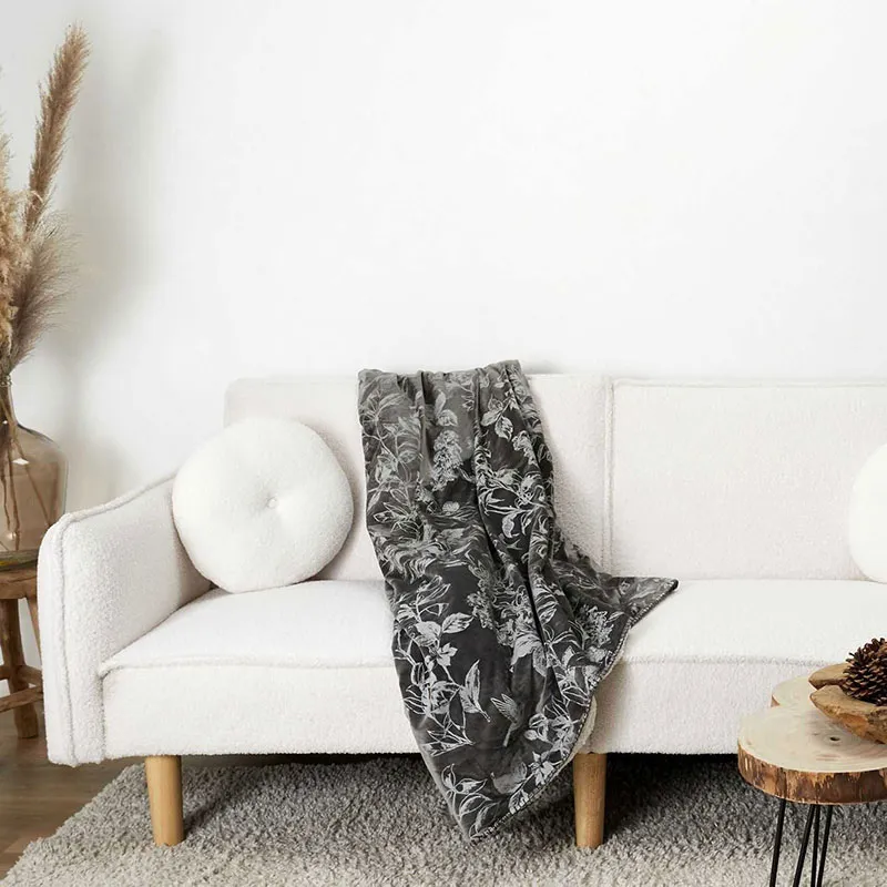 Plaid Velours Sherpa Gris - 120x150cm-3
