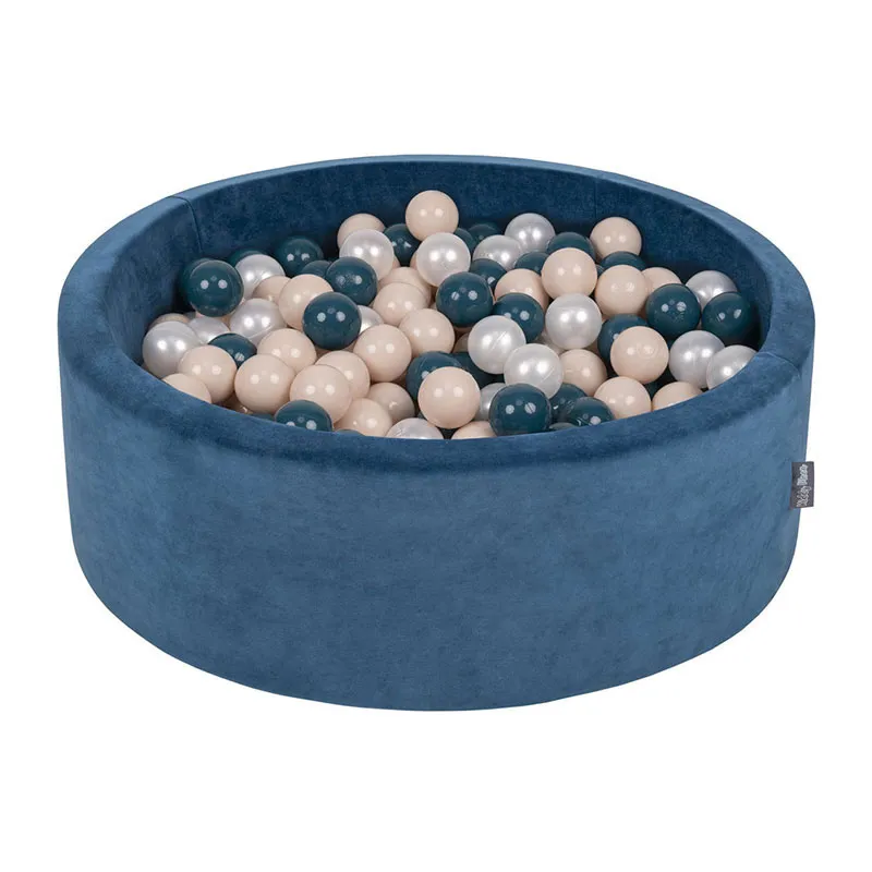 Piscine balles Velours Bleu/Beige + 200b. - 90x30cm-0