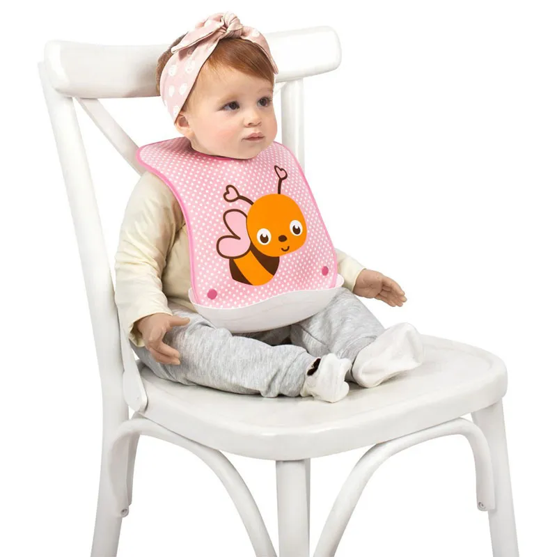 Bavoir avec récupérateur Abeille Rose/Orange - 8m+-2
