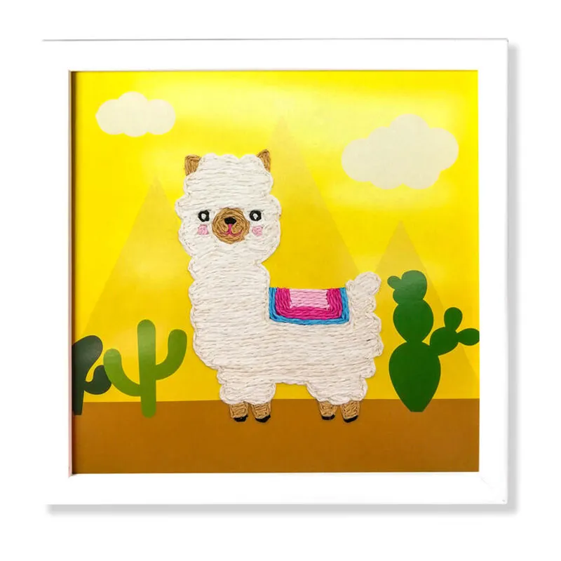 Kit créatif tableau Lama ficelle de papier 9pcs - 22x22cm-1