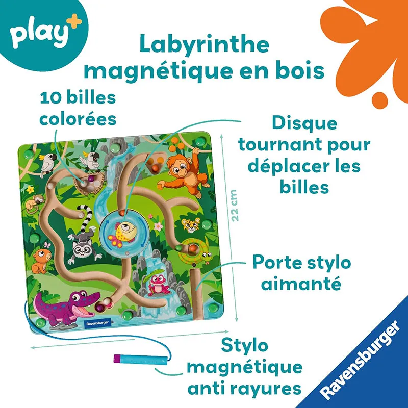 Labyrinthe magnétique en bois Jungle Play + - 18m+-5