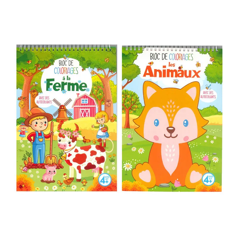 2 Blocs de coloriage Ferme/Animaux + Fluo - 3+-0