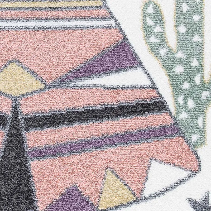 Tapis rond Anime Tipi Crème - ø120cm-3