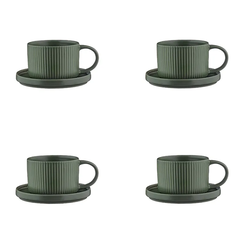 8 Tasses + soucoupes Scandi Olive - 15cl-1