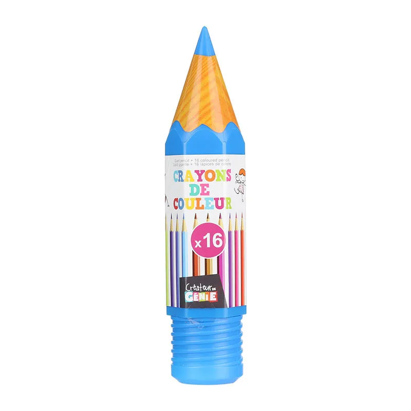 Trousse crayon + 16 crayons de couleurs Aléa. - 0,8x0,8x17,5cm-1