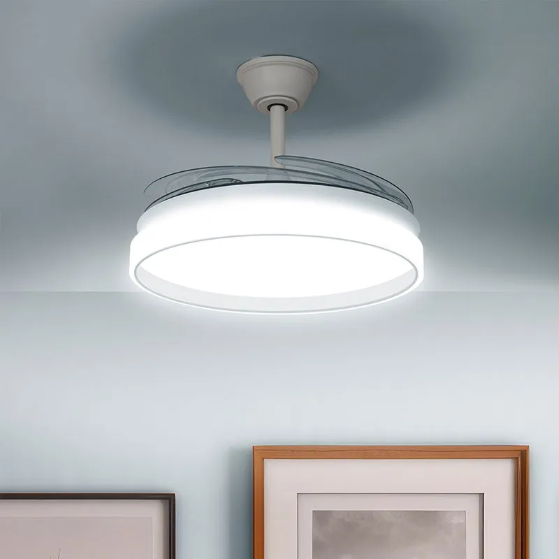 Ventilateur de Plafond 80 + lumière LED + 4 Pales Rétractables - Gris - Ø49-104cm-1