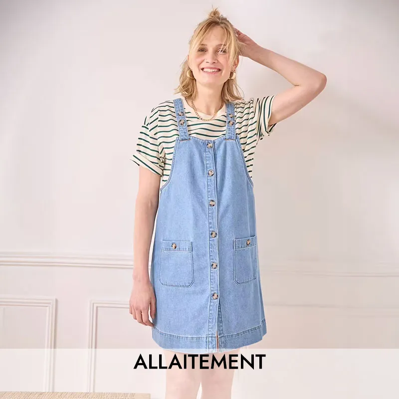 Robe de grossesse chasuble - Bleu-0