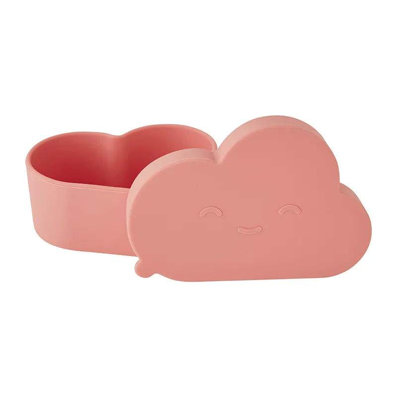 Boîte à goûter silicone Nuage Corail - 6x14x9,6cm-0