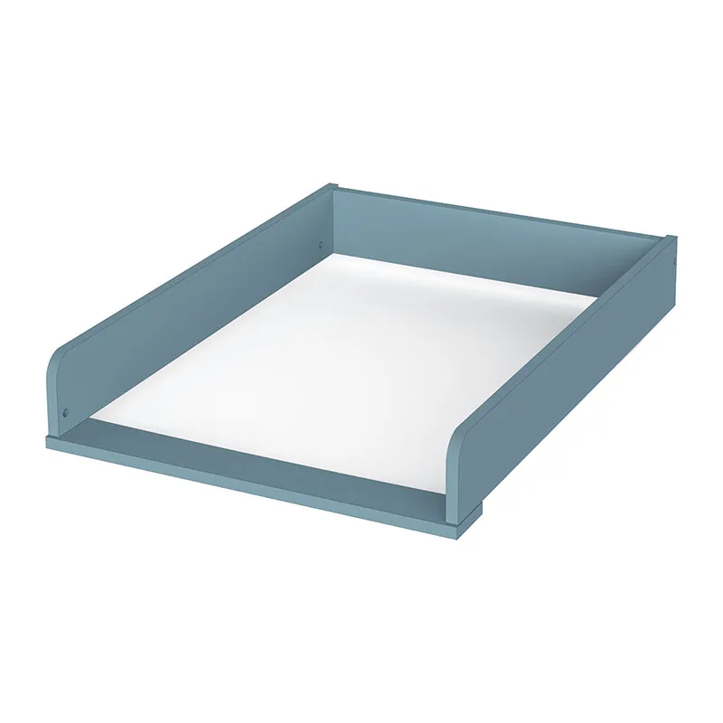 Chambre Duo Lit Bébé évolutif + Commode 2 tiroirs + Plan à langer Bleu orage/Pin - 70x140cm-8