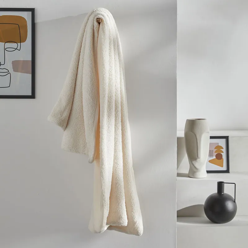 Plaid Bouclette Retro Mood Blanc - 125x150cm-0
