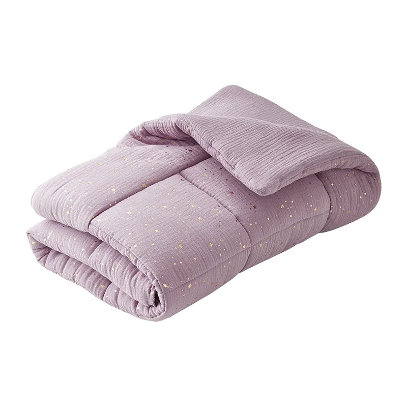 Couverture/Tapis de sol Gaze de Coton Bio Étoiles Parme - 100x100cm-2