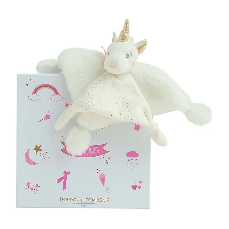Bebeboutik Doudou Lucie la Licorne Blanc Or 22cm