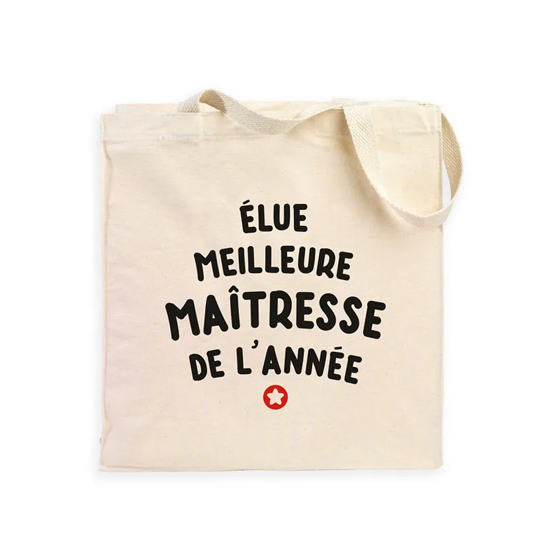 Tote bag Élue meilleure maîtresse de l'année - Naturel-0