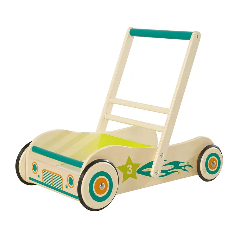 Trotteur Bébé Bois avec Frein  - 29x56x45cm-0