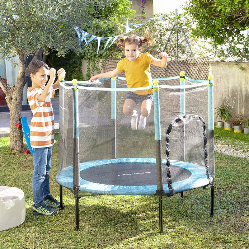 Trampoline + filet de sécurité Bleu/Noir - Ø140x121cm-0