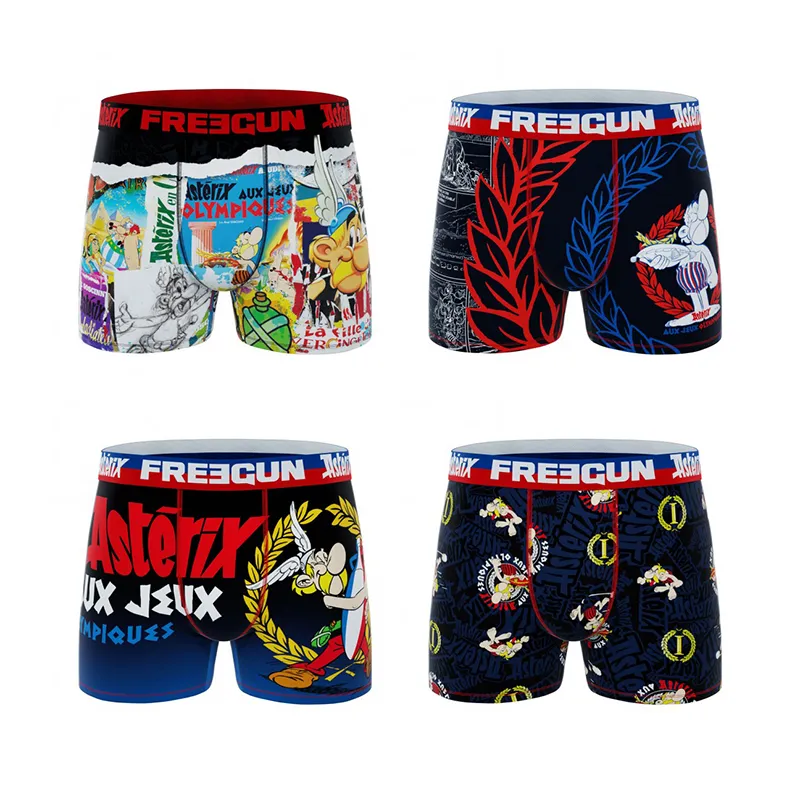4 Boxers Homme Asterix et Obélix - Noir/Rouge/Jaune/Bleu-6