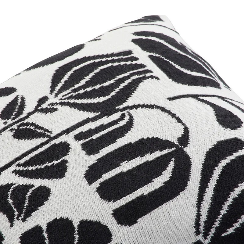 Coussin tricot Twisted Lime Noir/Blanc - 40x40cm-3