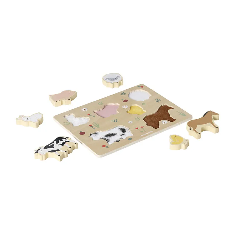 Puzzle tactile animaux en bois - Beige - 10m+-2