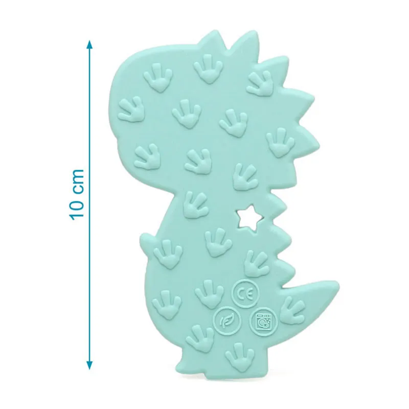 Anneau de dentition Dinosaure Silicone Bleu - 13x11cm-2