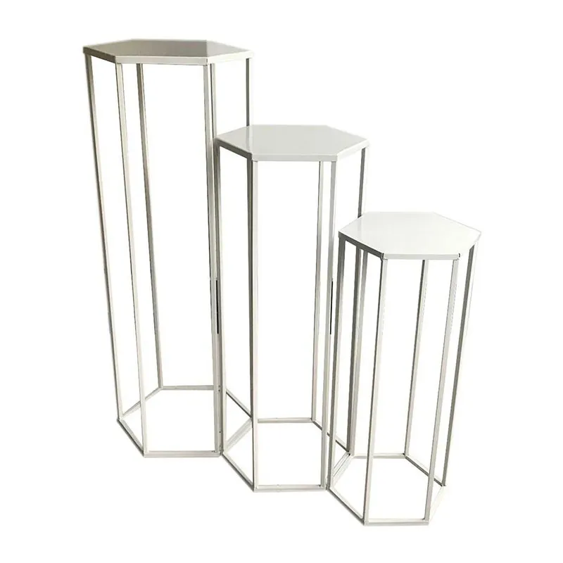 3 Tables d'appoint Gigogne Métal Blanc - 60/75/90cm-2