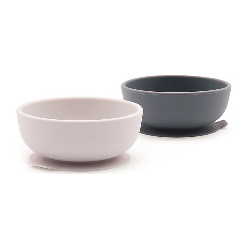 2 Bols compacts Silicone Gris/Blanc - 12,5x12,5x5cm-1