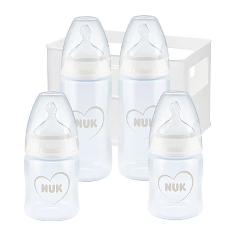 4 Biberons First Choice Coeur 150/300ml + Casier - 0m+-0