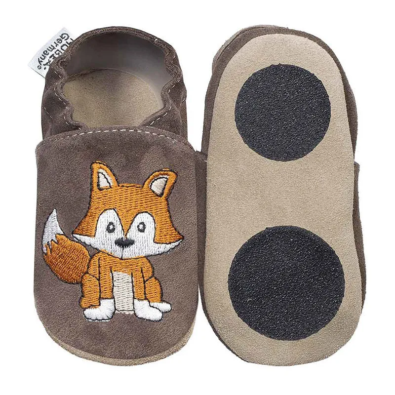 Chaussons cuir antidér. Renard - Marron-0