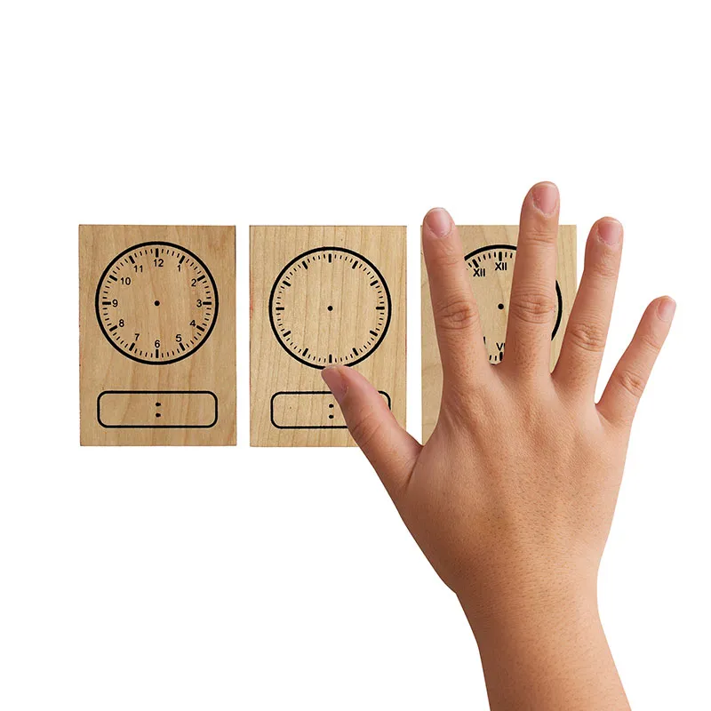 Tampons géants en bois Horloge 7x5cm 3pcs - 3+-1