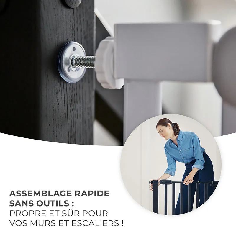 Barrière de sécurité Lock&Go Blanc/Bois - 75-103cm-7
